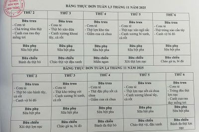 Thực đơn tháng 11.2025