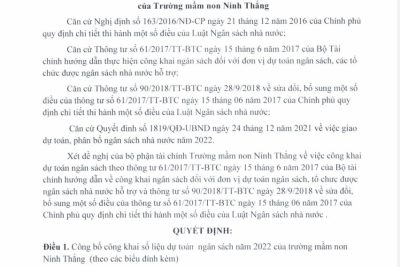 Công khai dự toán ngân sách năm 2022