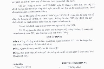 Công khai quyết toán ngân sách năm 2021